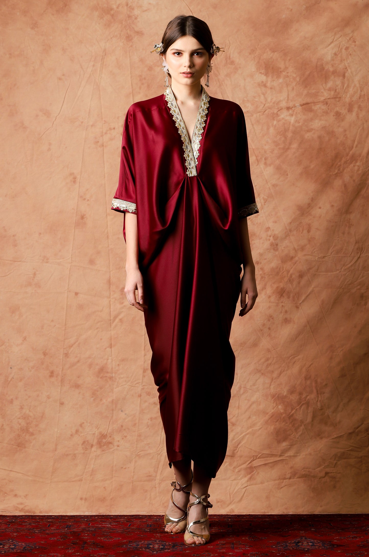 Humble - Maroon Gold Kaftan