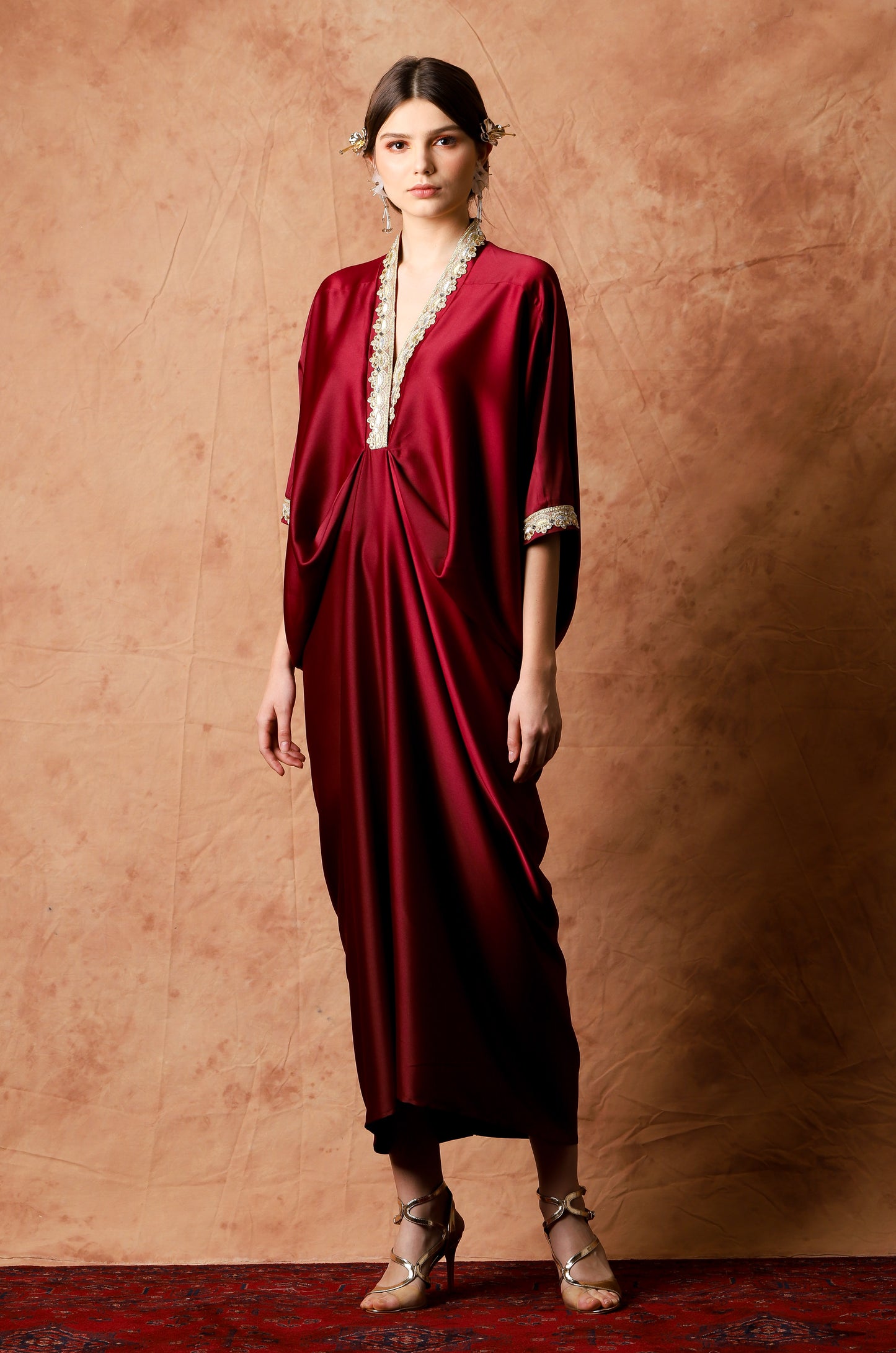Humble - Maroon Gold Kaftan