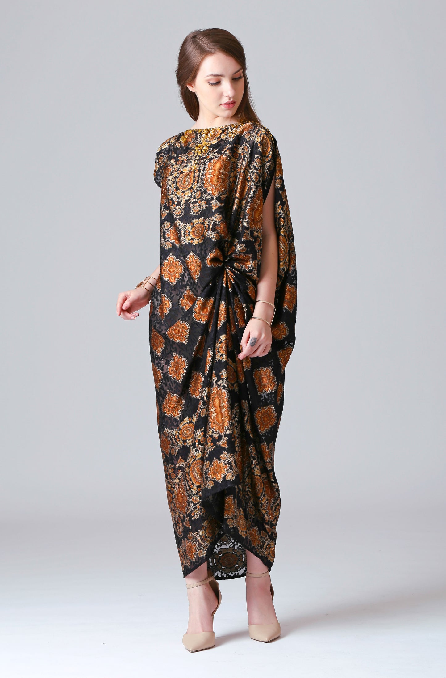 Modesty - Black Gold Baroque Kaftan