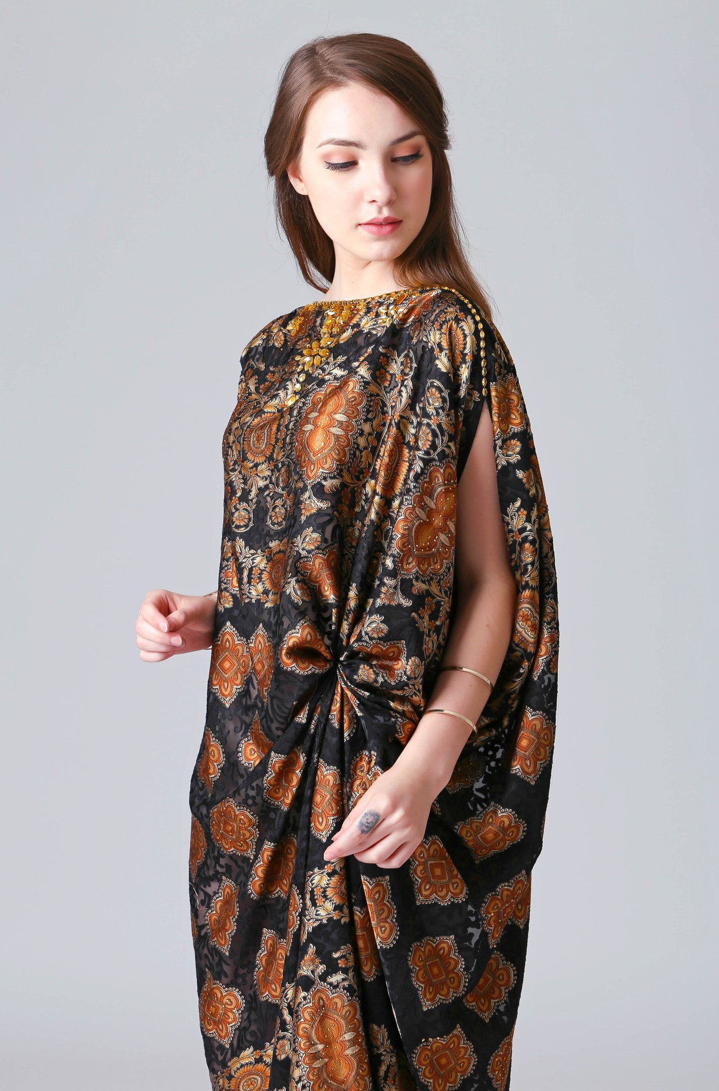 Modesty - Black Gold Baroque Kaftan