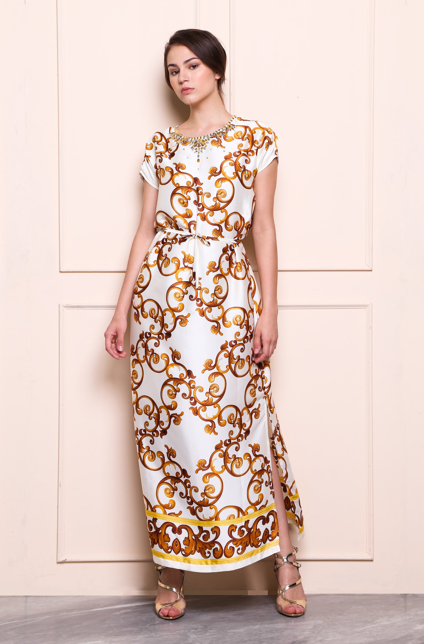 Pure - White Baroque Maxi Dress