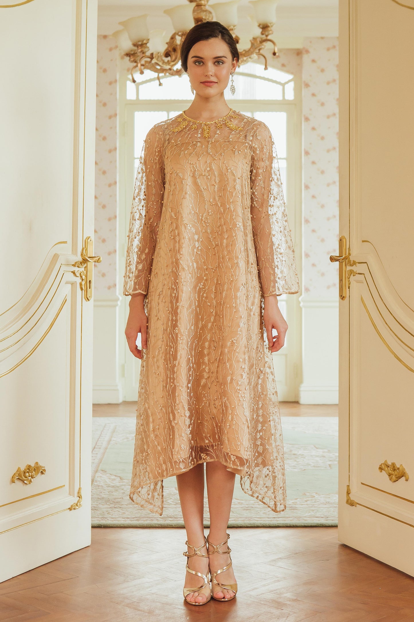 Noble - Gold Starry Midi Dress