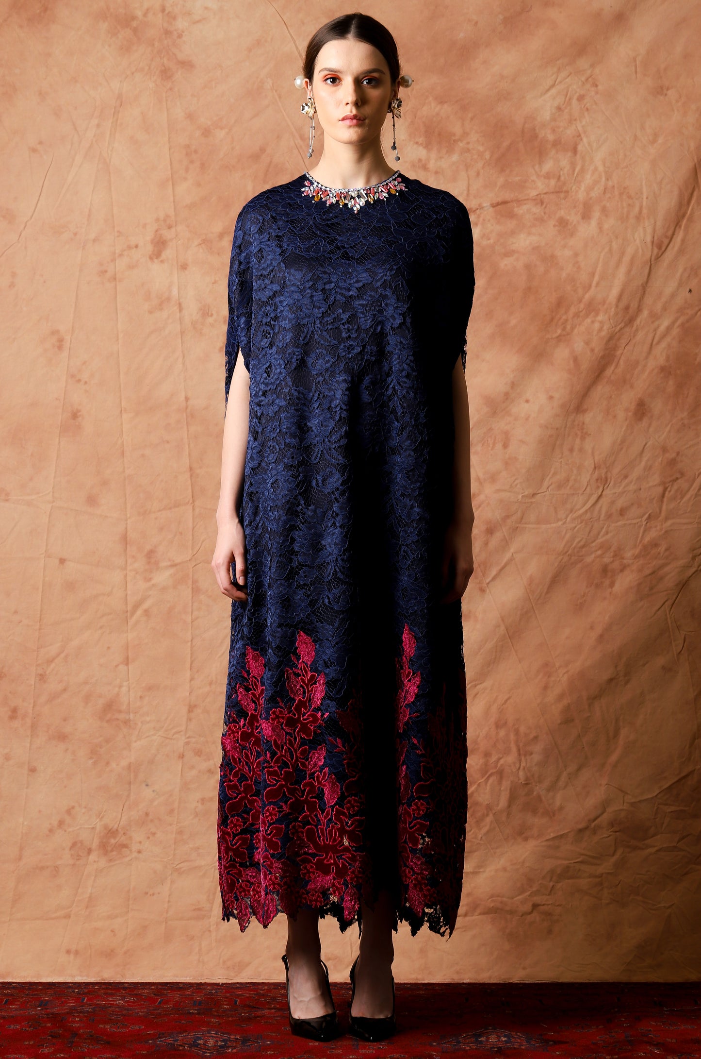 Brave - Navy Floral Maxy Dress