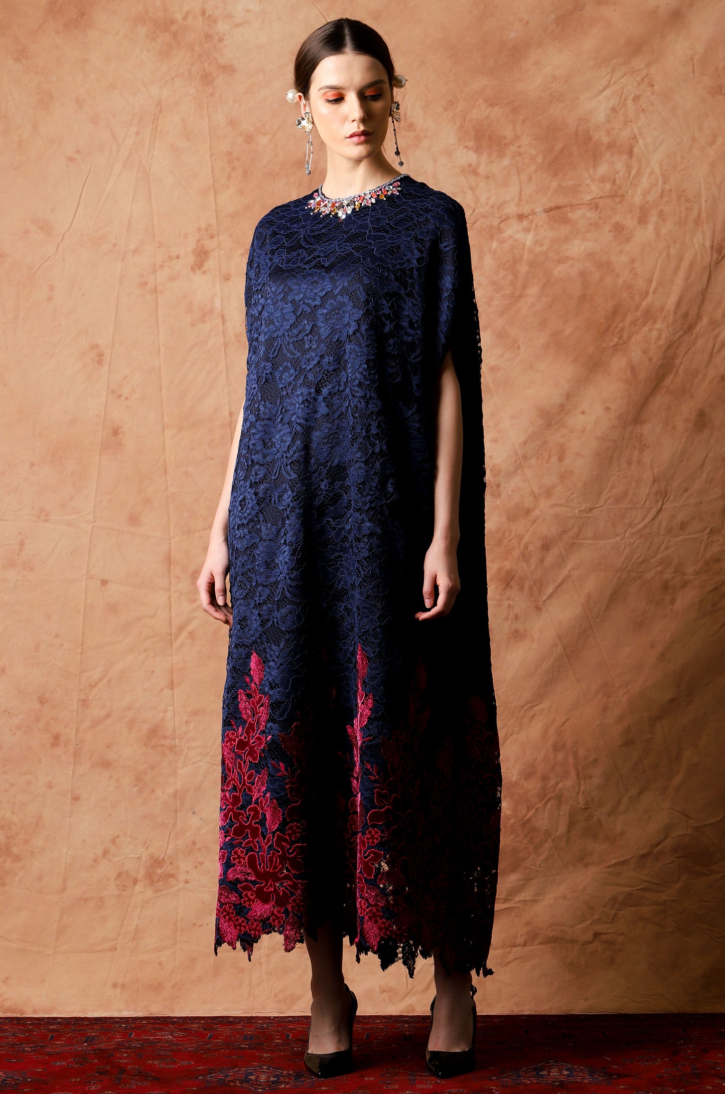 Brave - Navy Floral Maxy Dress