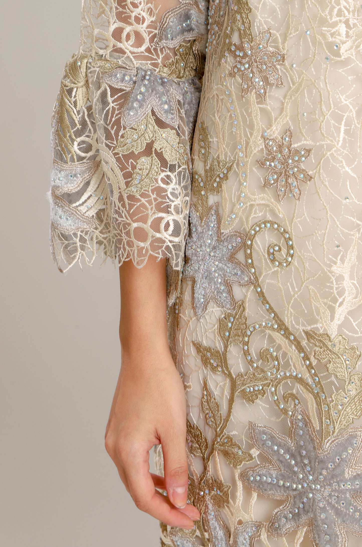 Kindness - Beige Mint Garden Midi Dress