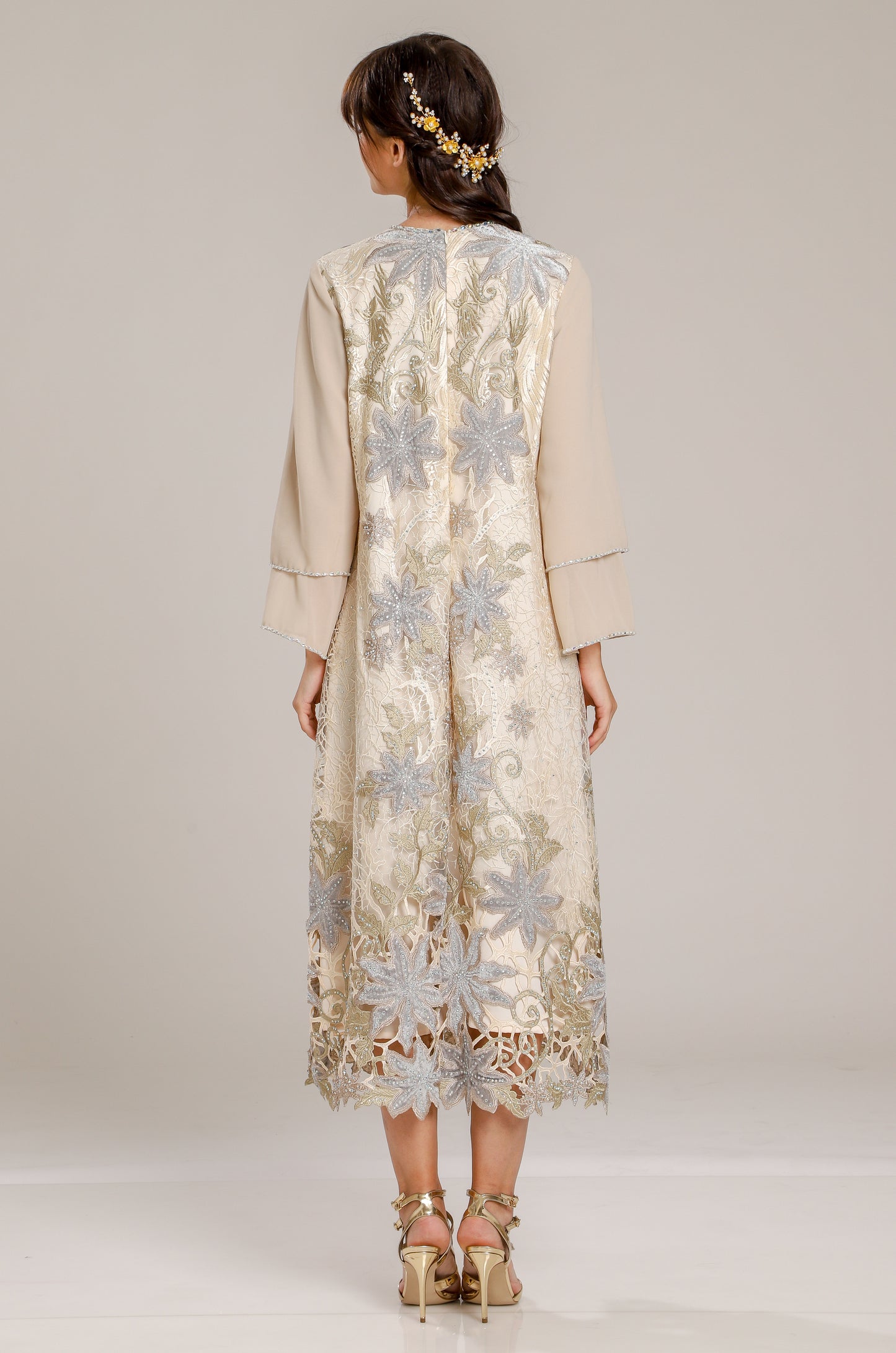 Kindness - Beige Mint Garden Maxi Dress