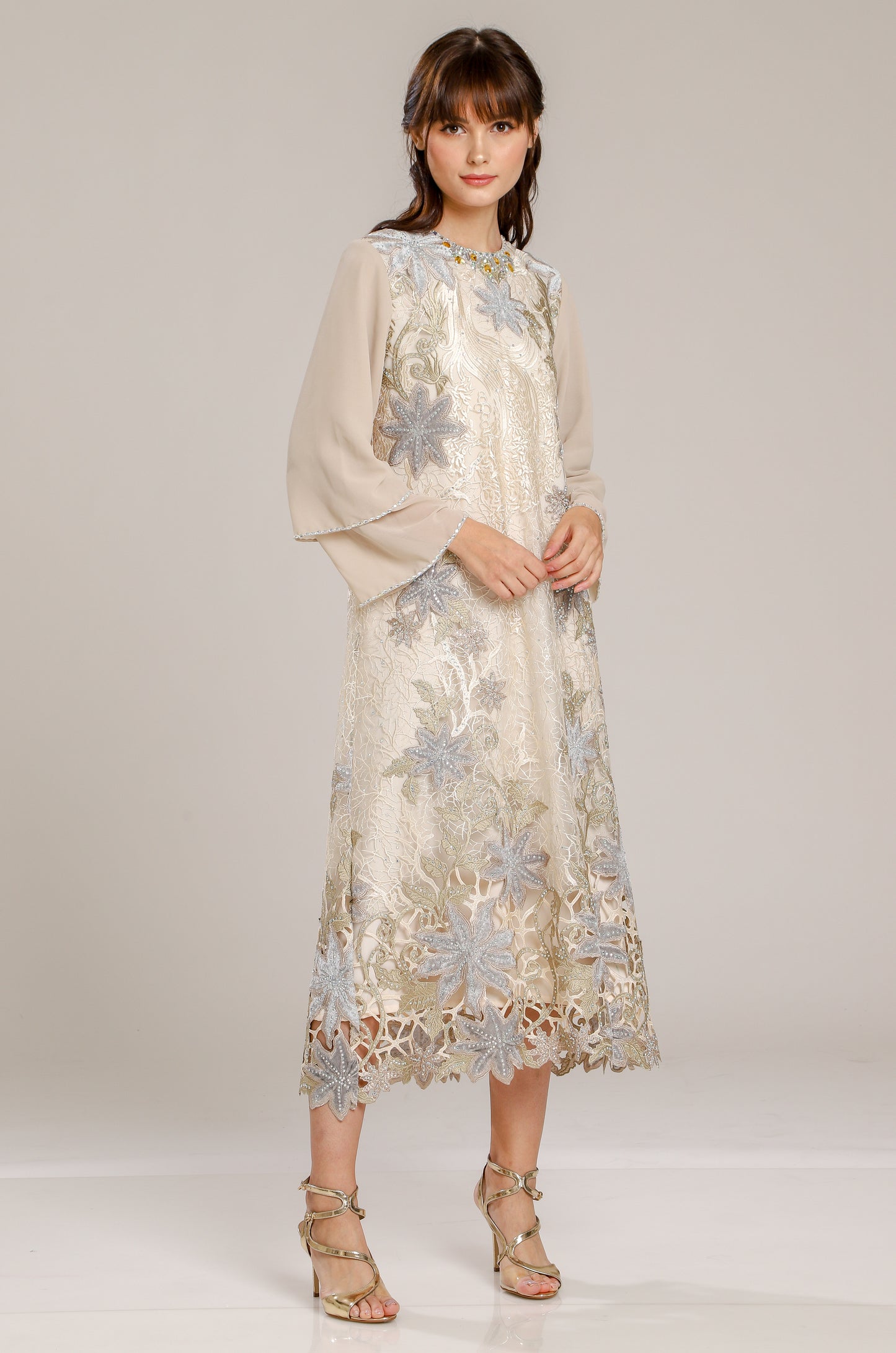Kindness - Beige Mint Garden Maxi Dress