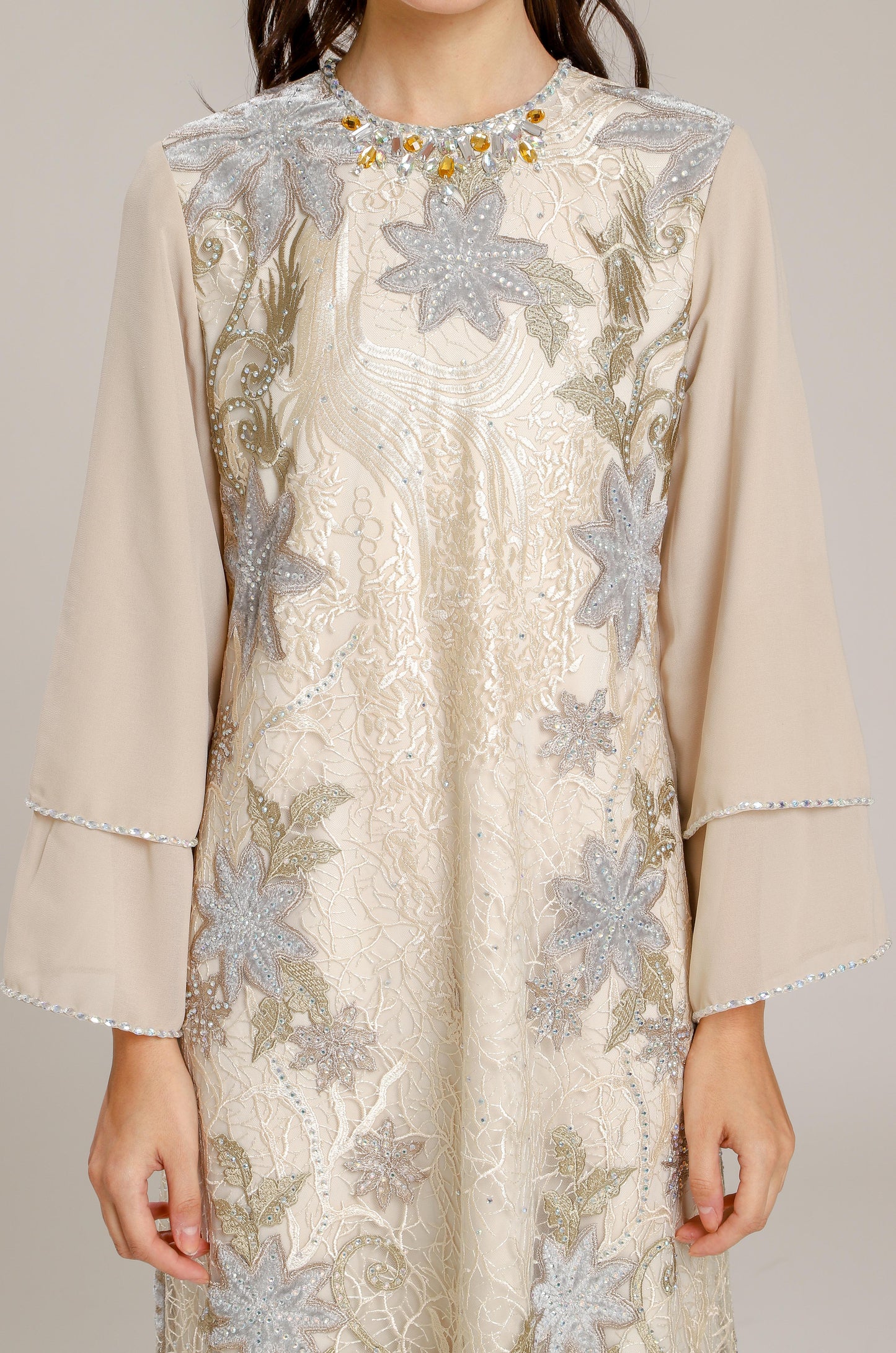 Kindness - Beige Mint Garden Maxi Dress