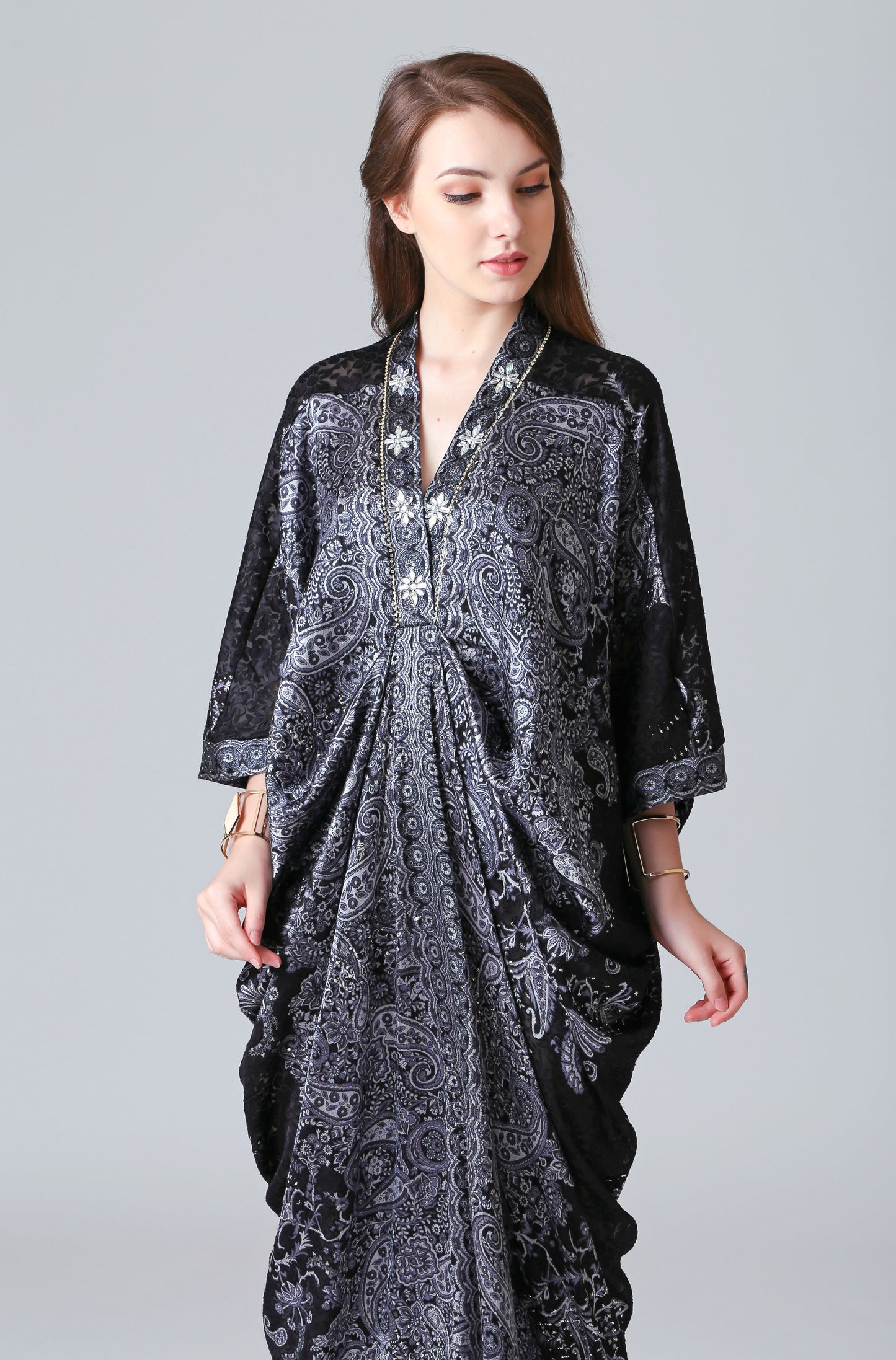Humble - Grey Black Paisley Kaftan