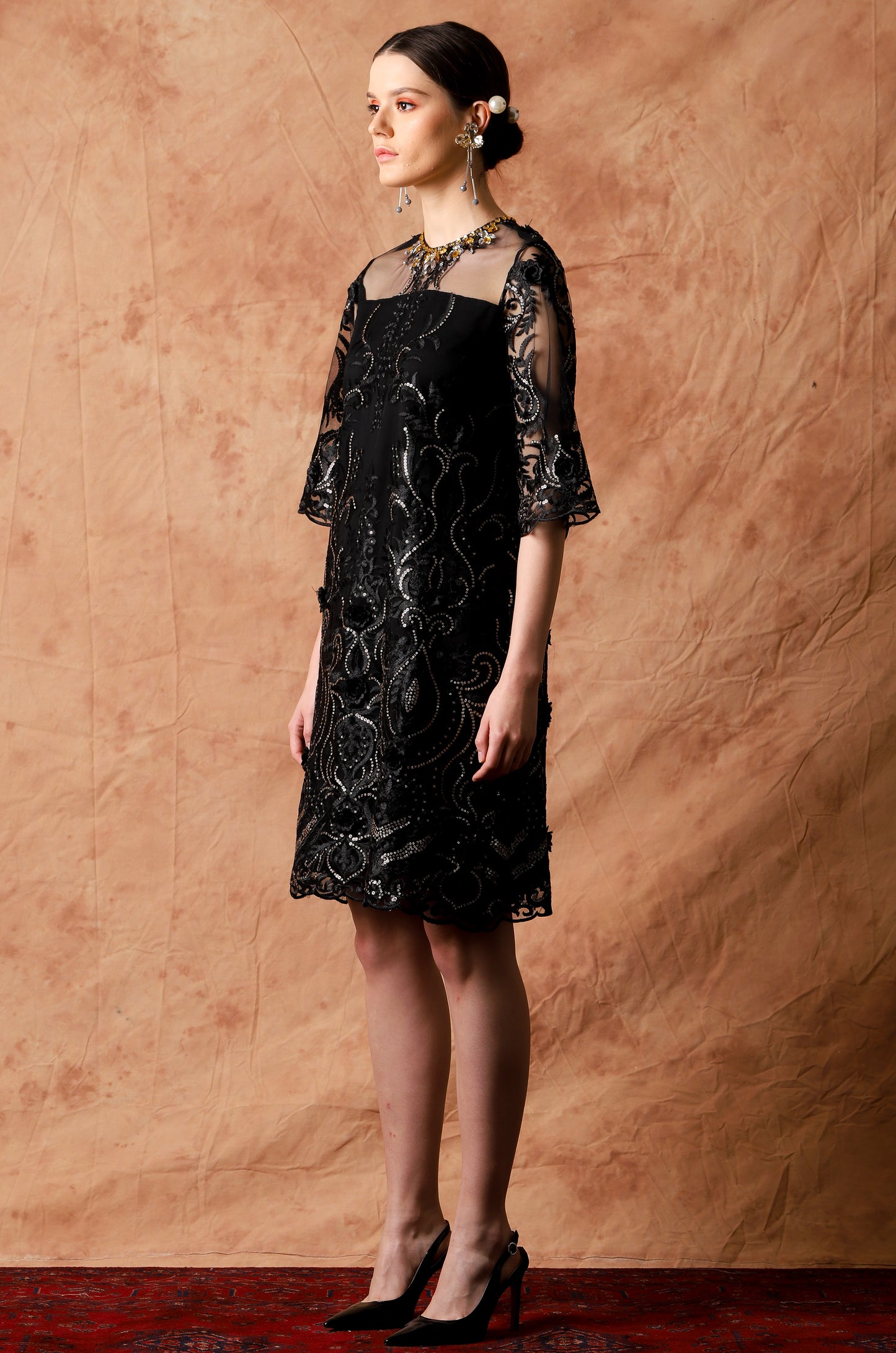 Noble - Black Sequin Midi Dress