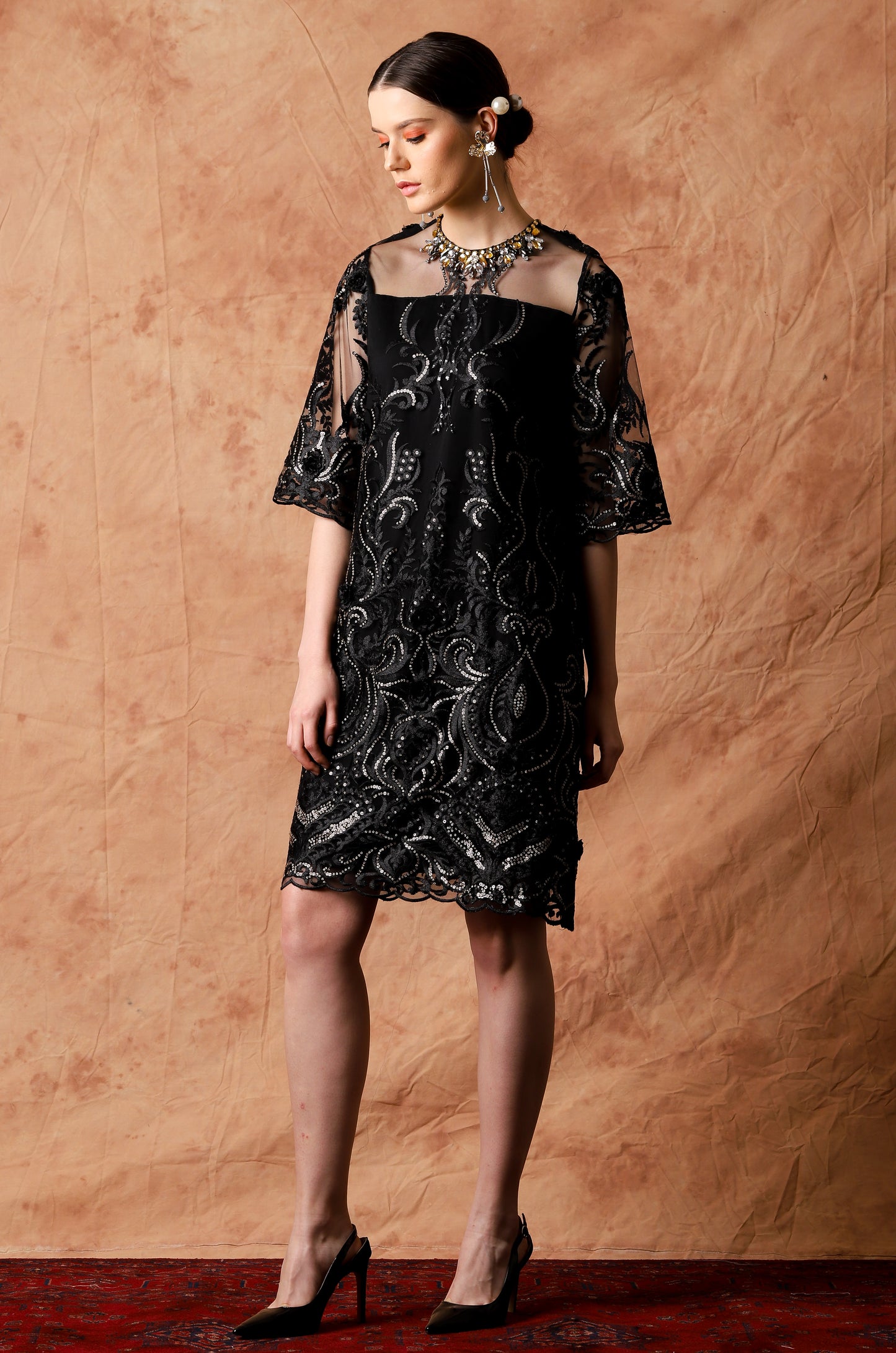 Noble - Black Sequin Midi Dress