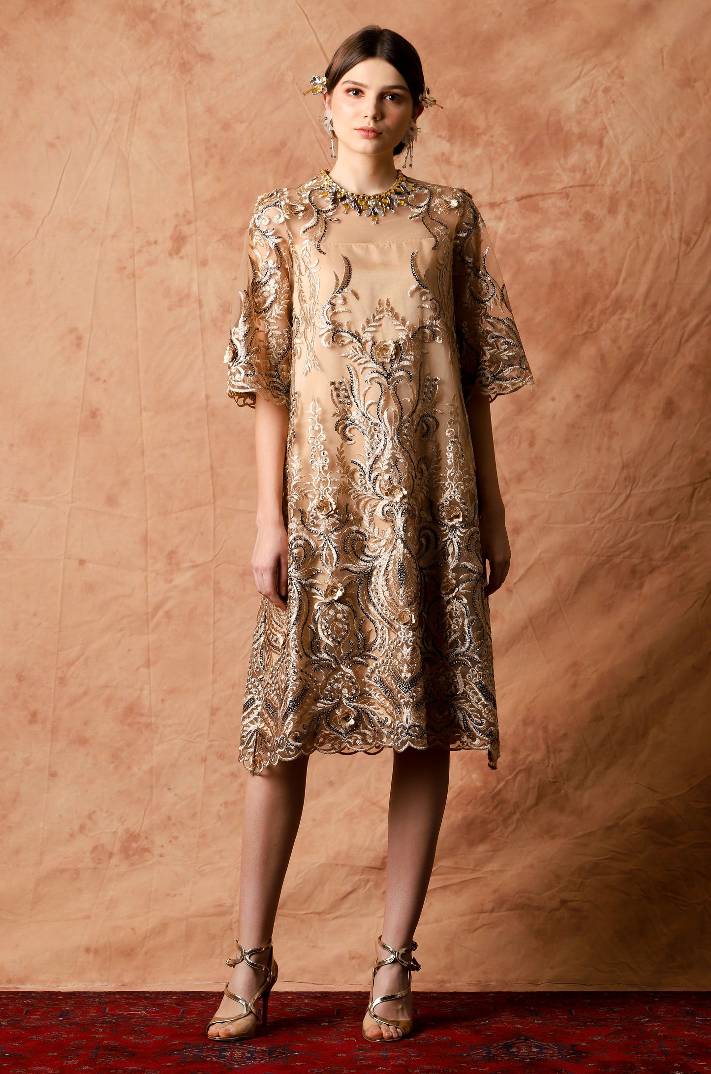 Noble - Gold Sequin Midi Dress