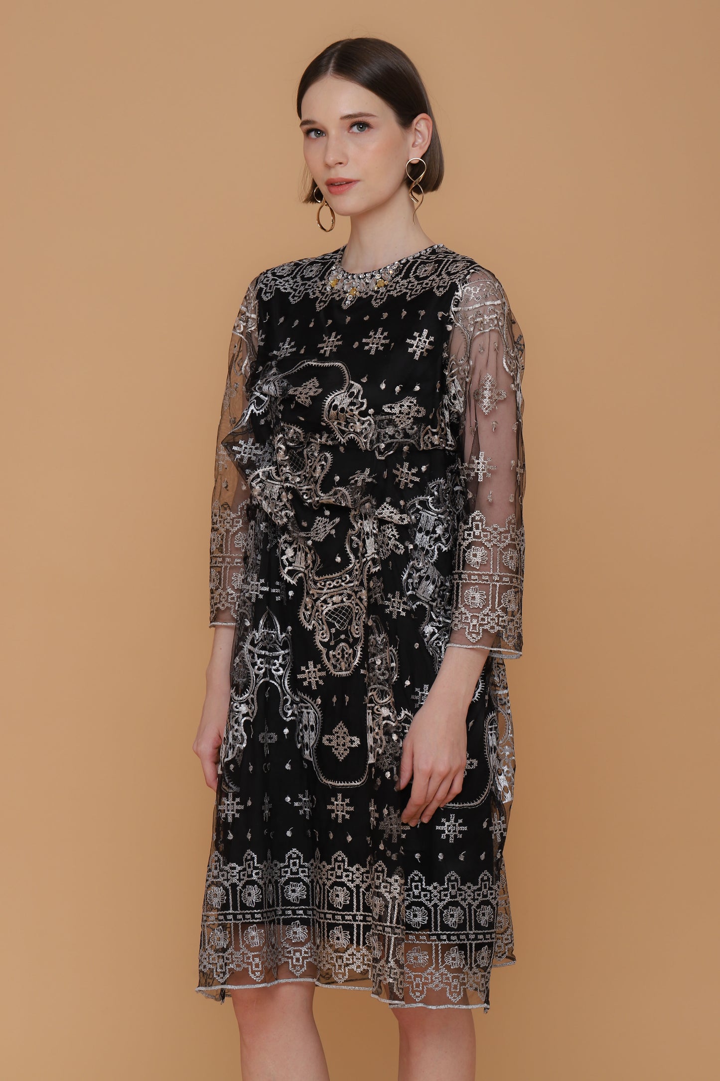 Tenderly - Black Lacey Midi Dress