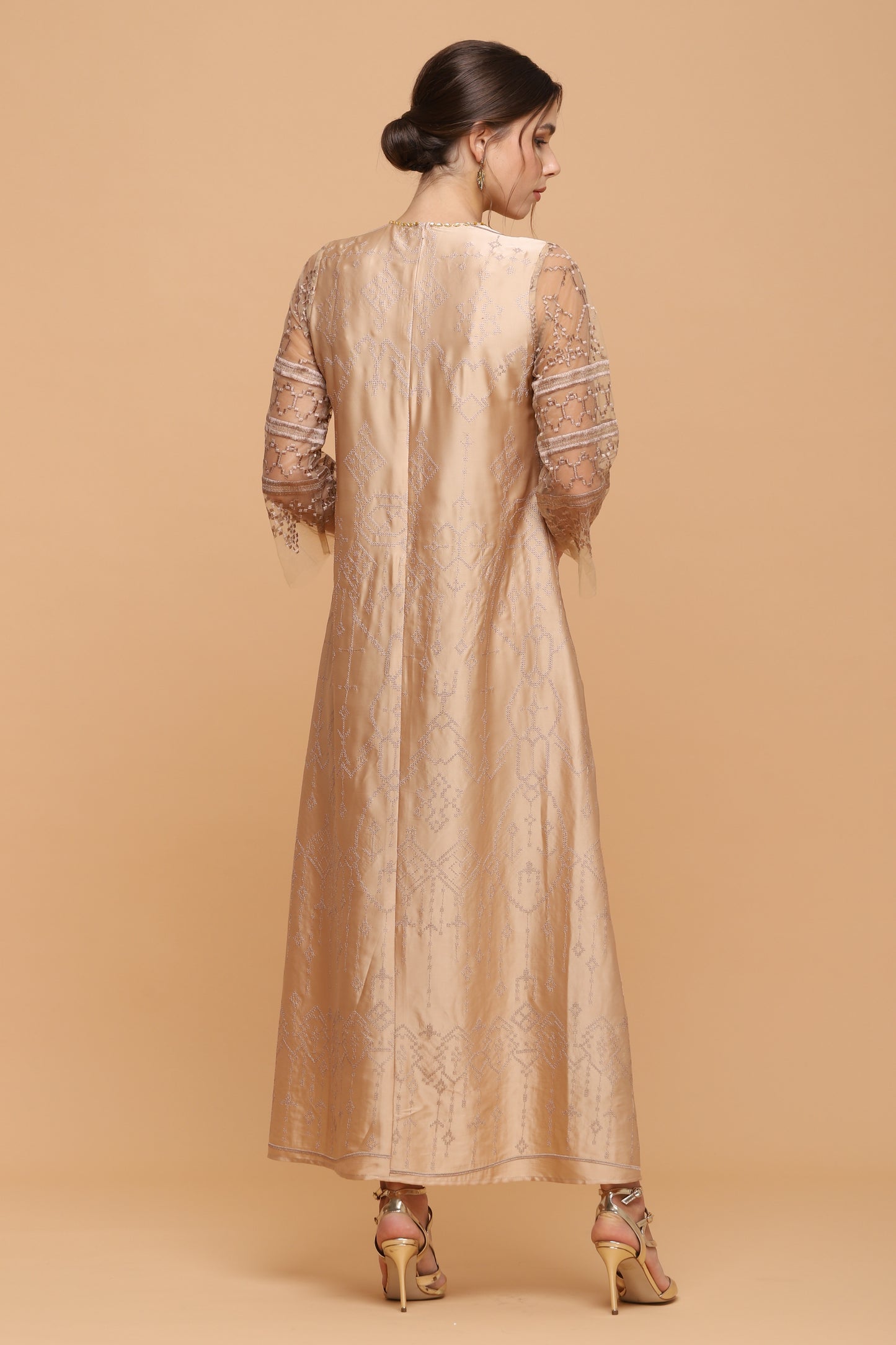 Kindness - Gold Embroidery Ethnic Maxi Dress