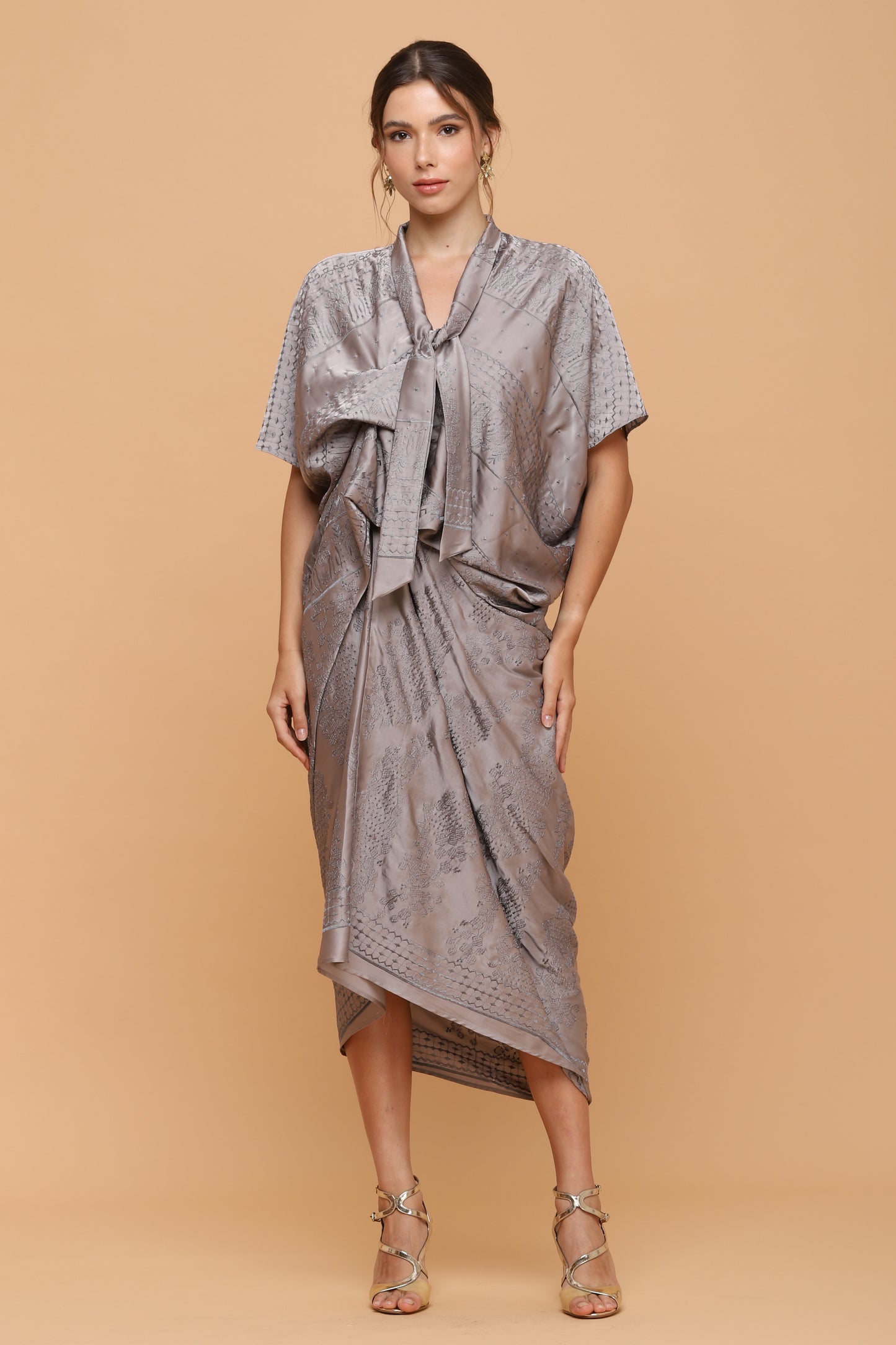 Charm - Grey Embroidery Kaftan