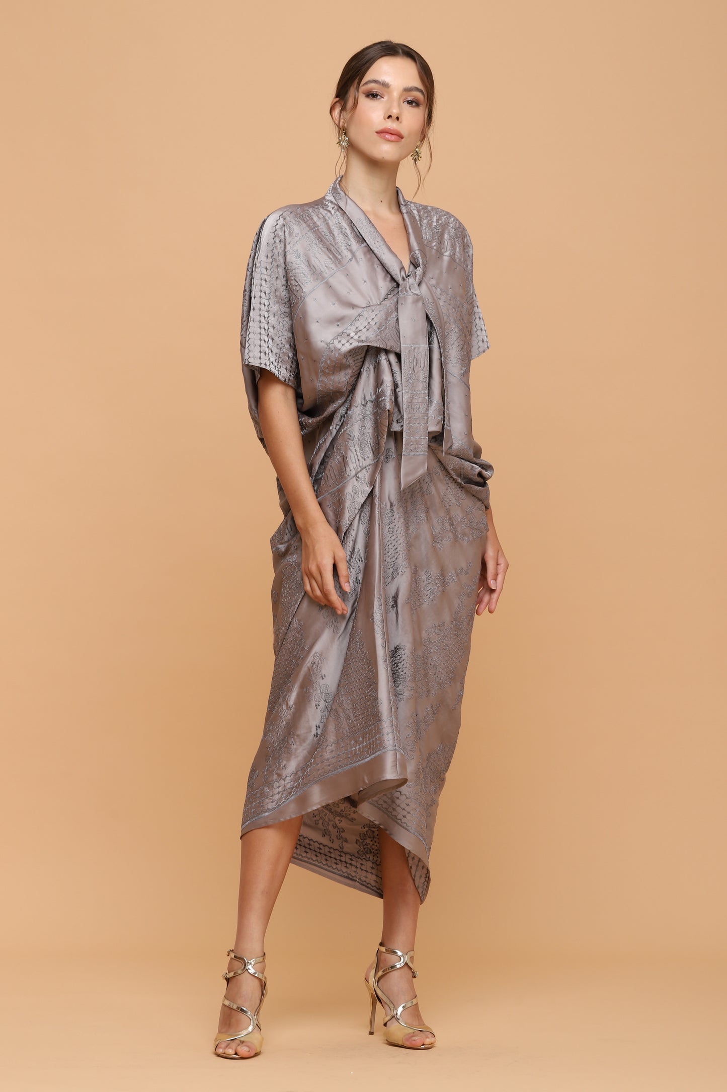 Charm - Grey Embroidery Kaftan