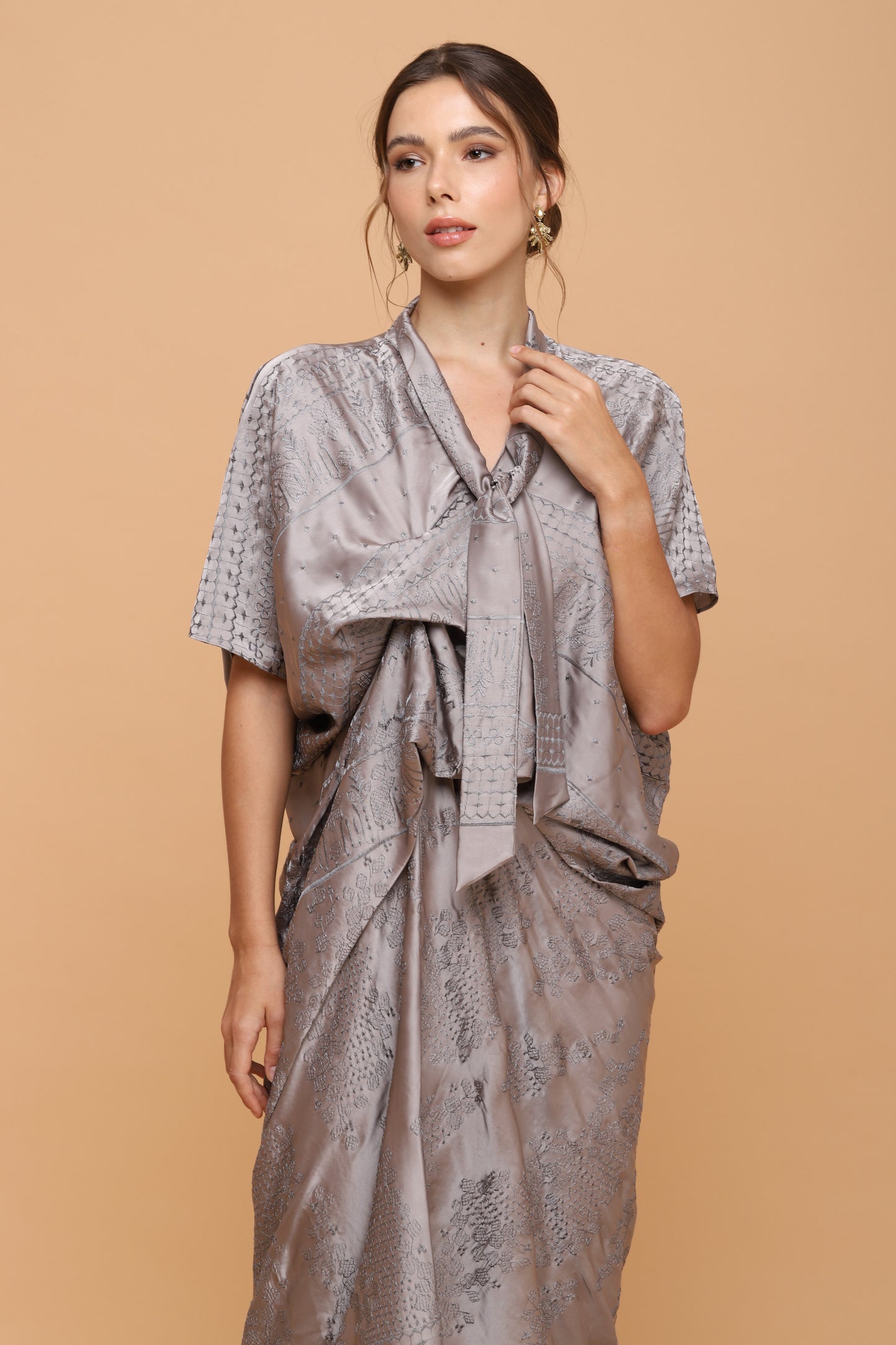 Charm - Grey Embroidery Kaftan