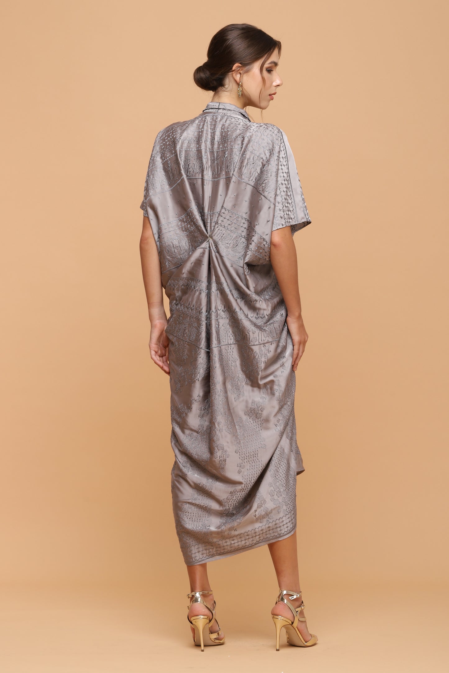 Charm - Grey Embroidery Kaftan