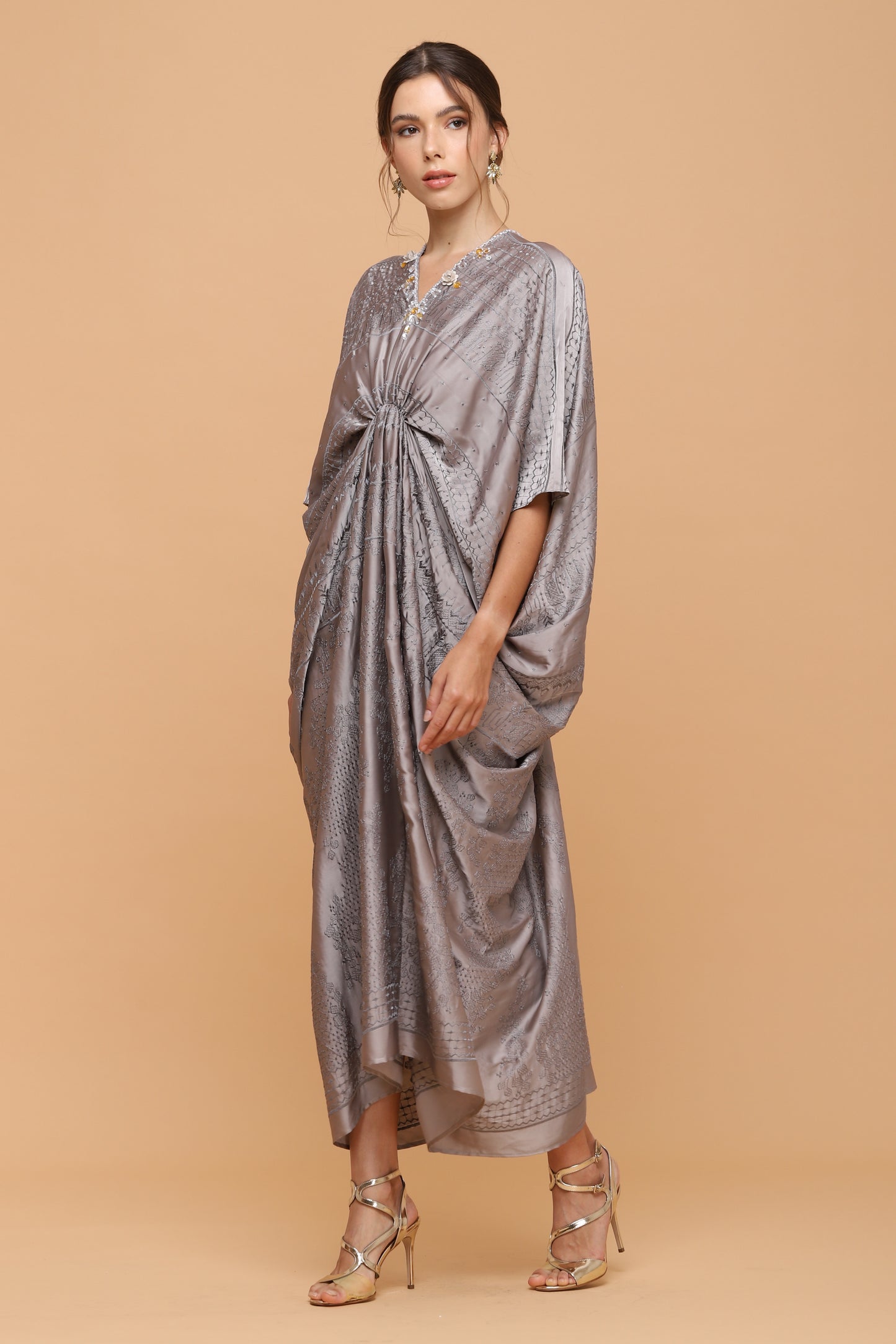 Gracious - Grey Embroidery Kaftan