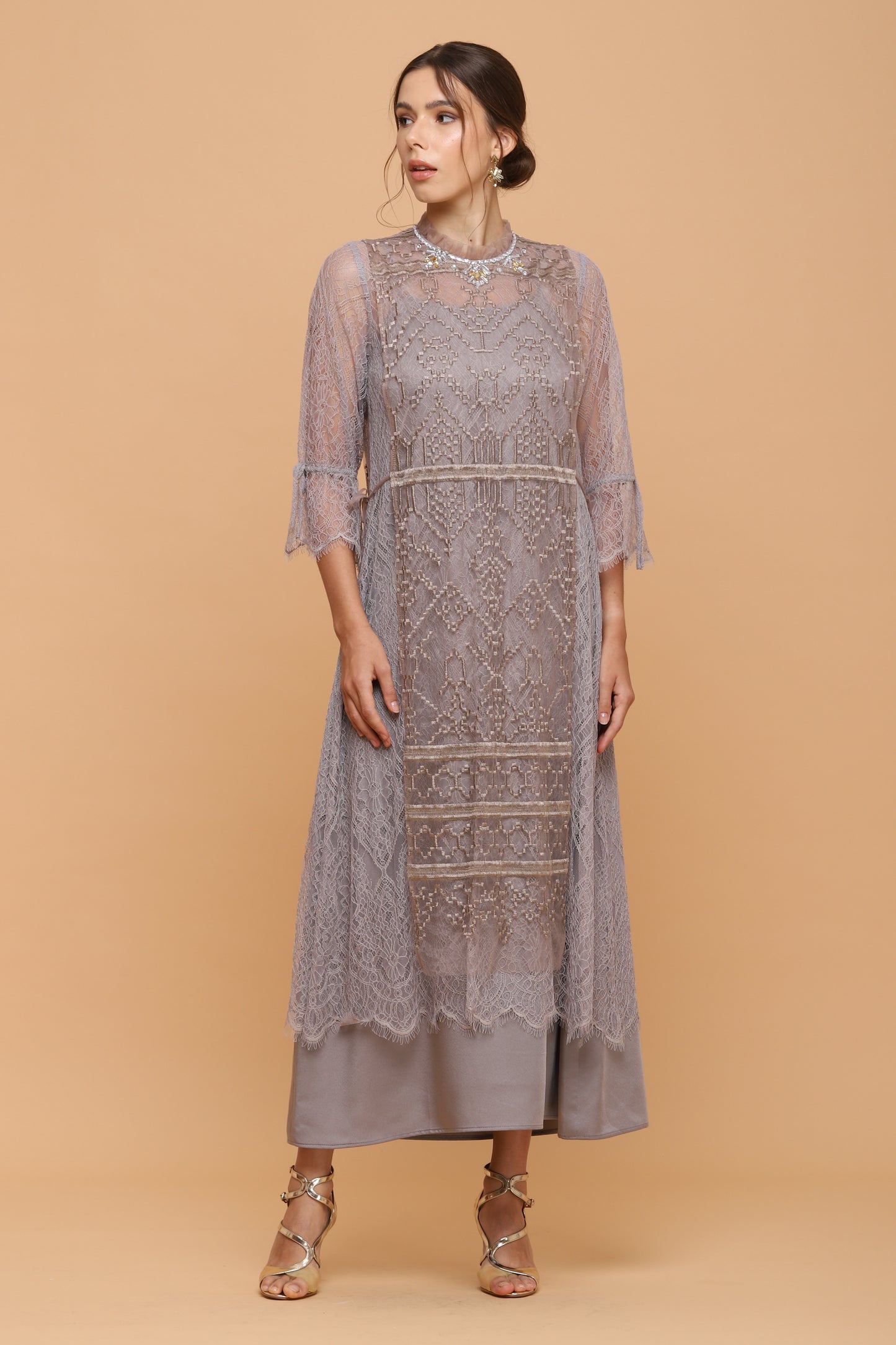 Brave - Grey Ethnic Maxi Dress