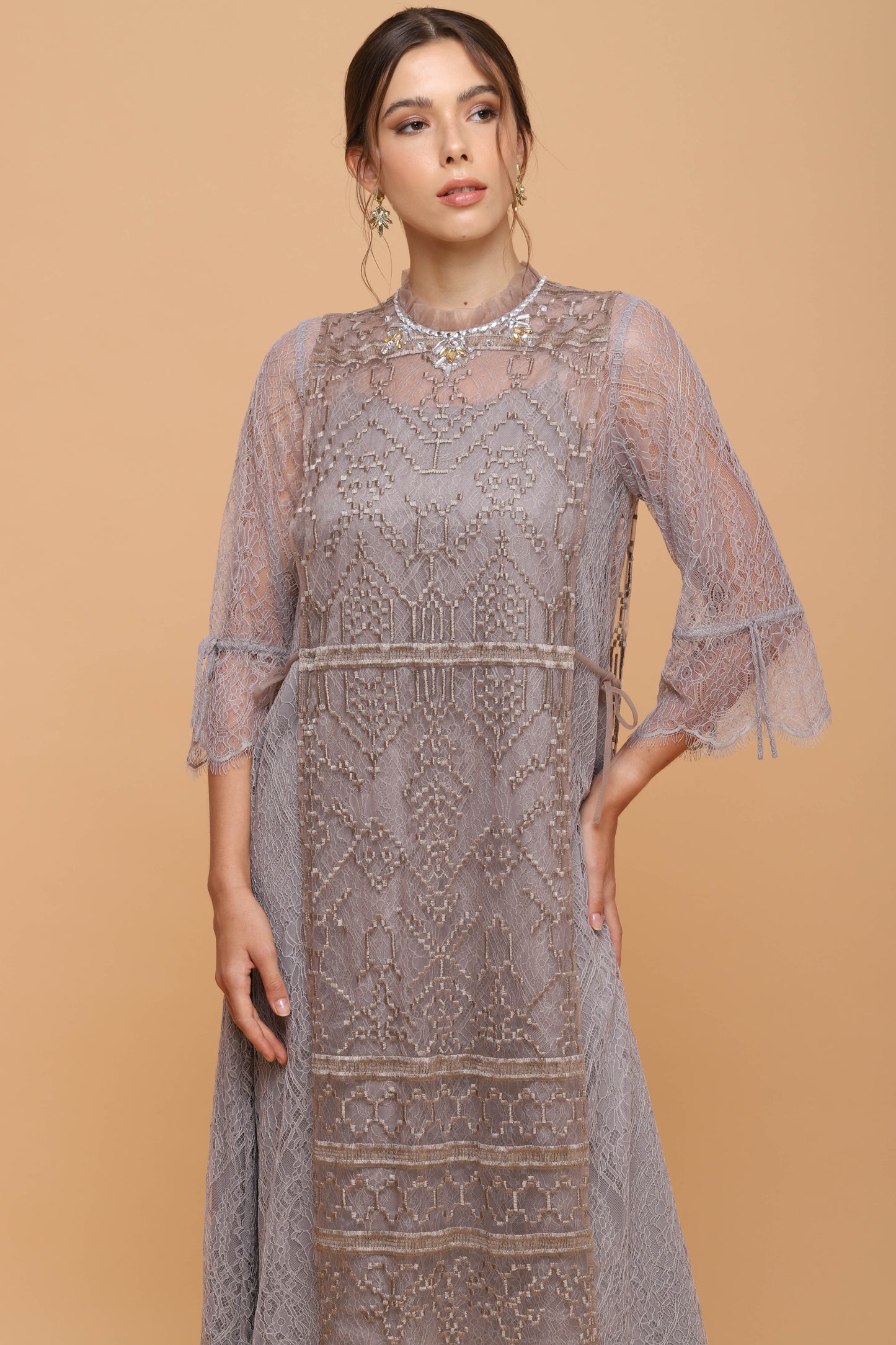 Brave - Grey Ethnic Maxi Dress