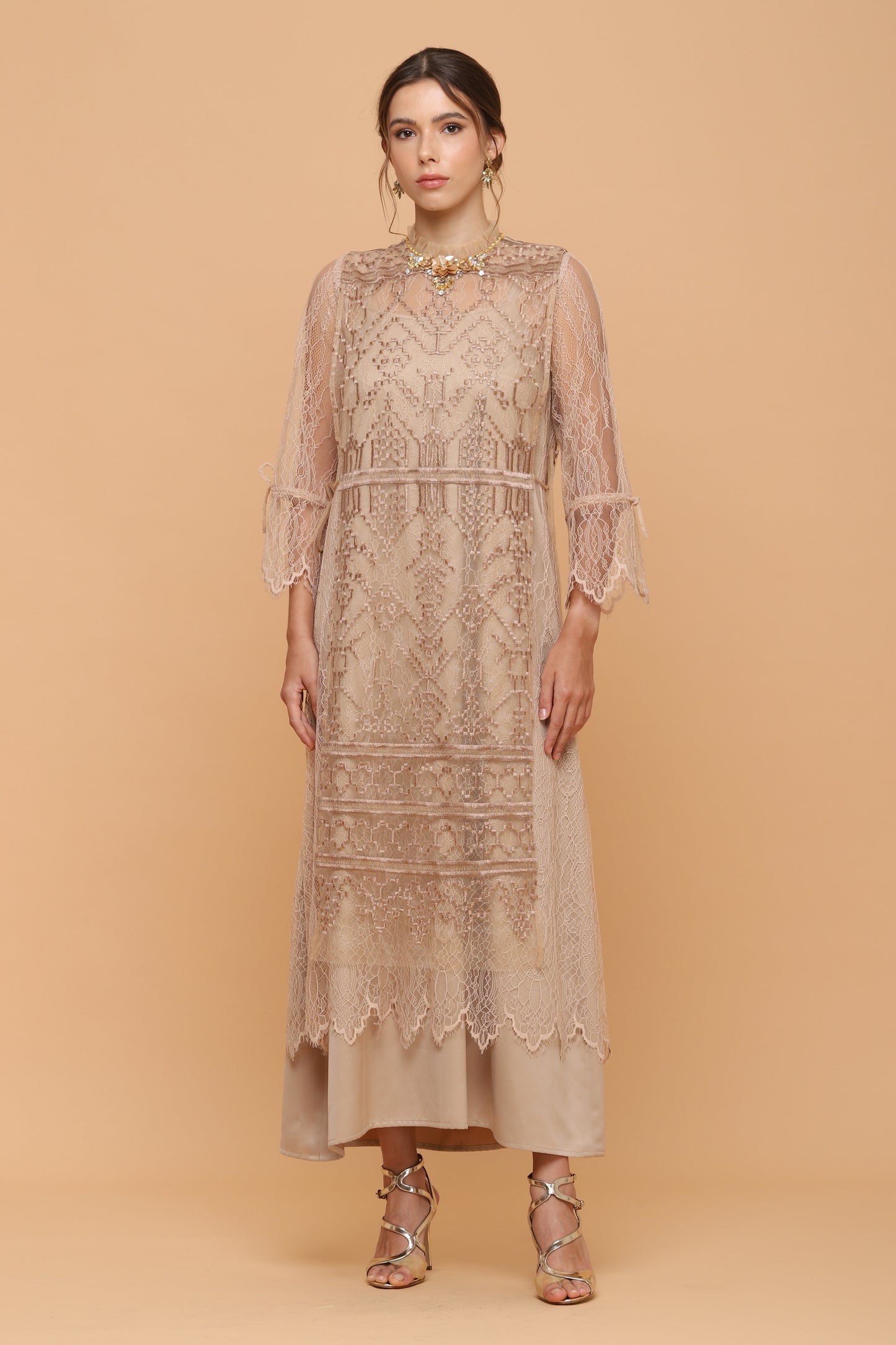 Brave - Gold Ethnic Maxi Dress (Inner Included)