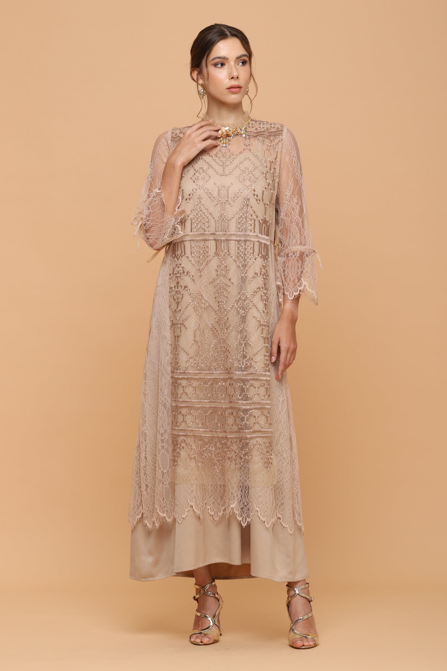 Brave - Gold Ethnic Maxi Dress (Inner Included)