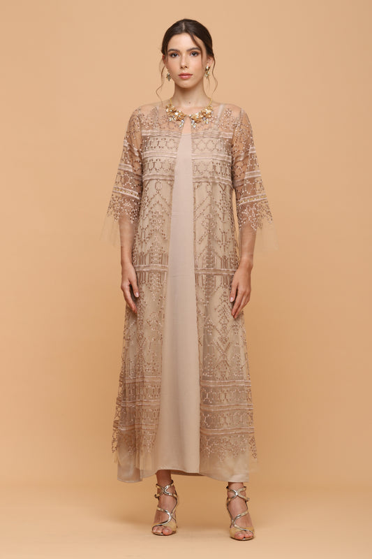 Loyal - Gold Ethnic Maxi Dress (Inner Included)