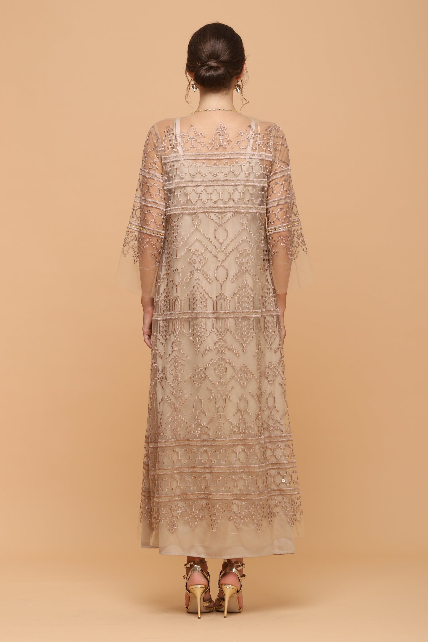 Loyal - Gold Ethnic Maxi Dress (Inner Included)