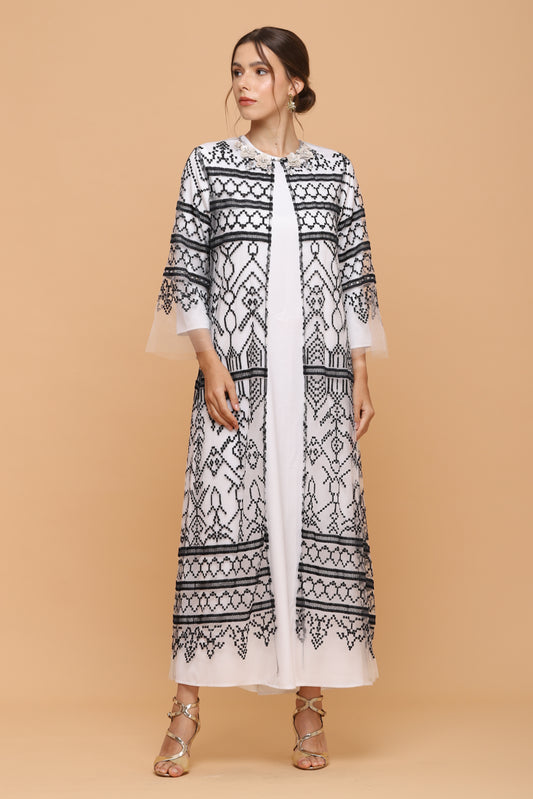 Loyal - Black and White Ethnic Outerwear (Inner Included)