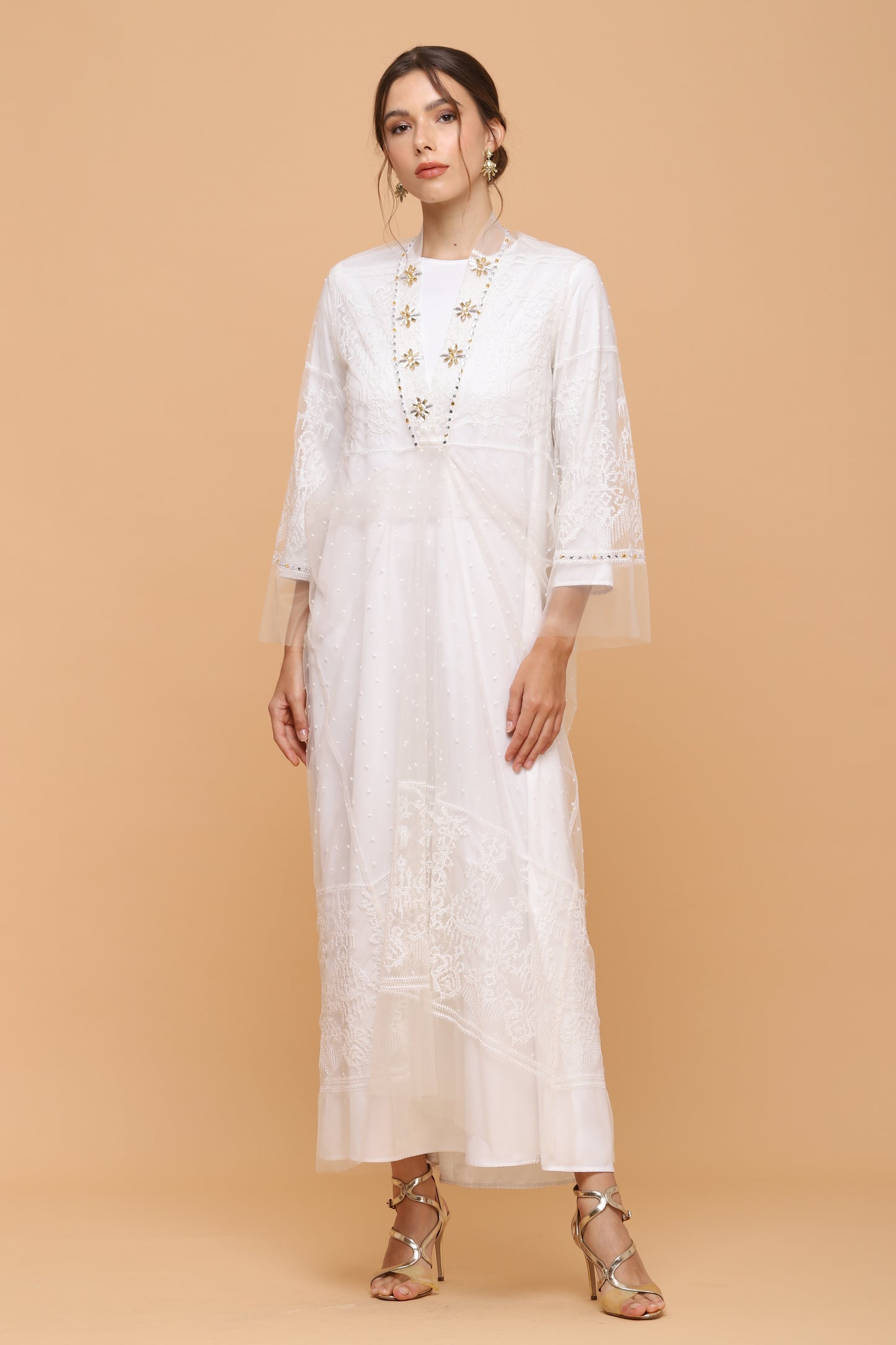 Humble - Soft Ethnic White Lace Kaftan