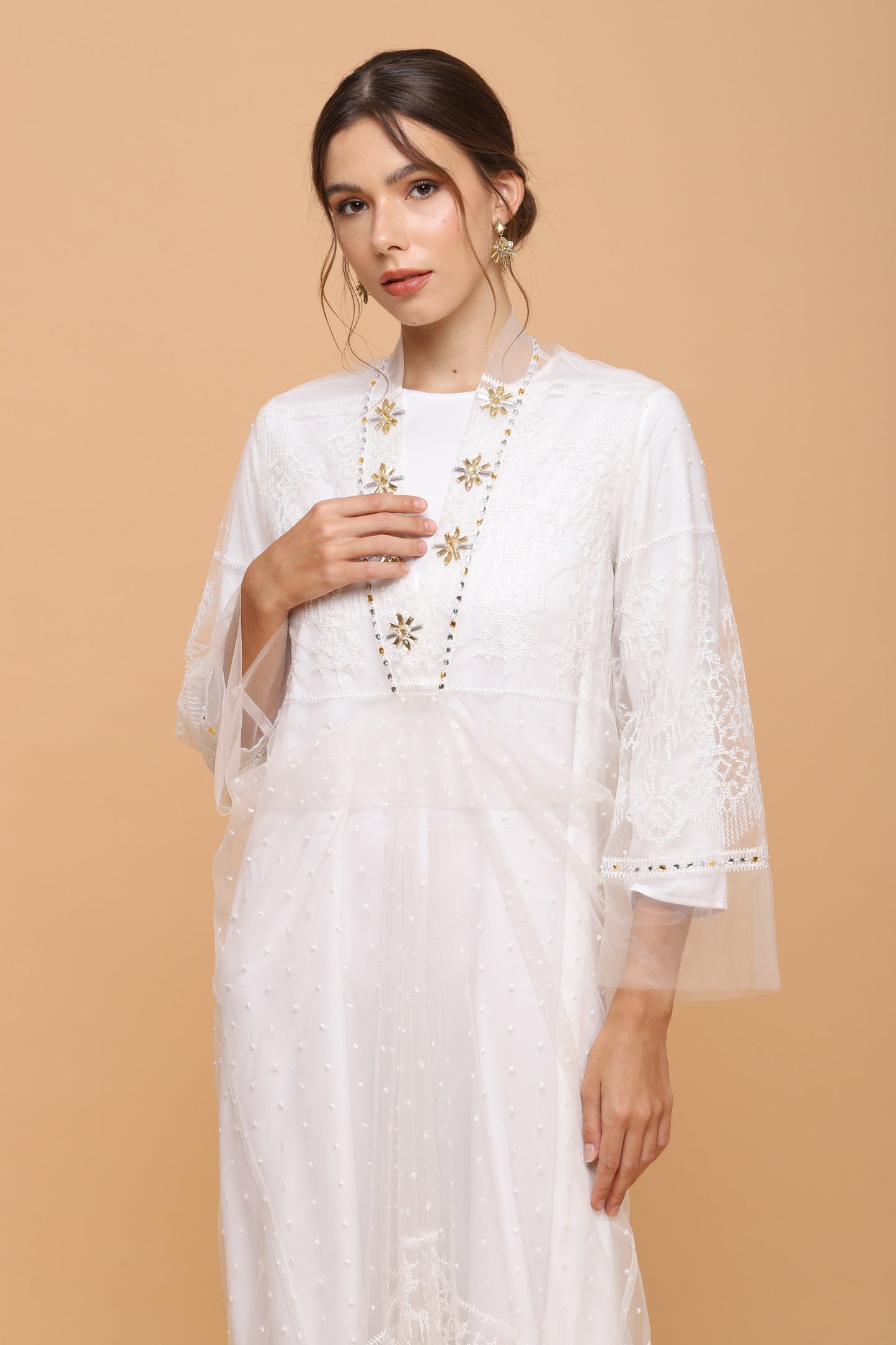 Humble - Soft Ethnic White Lace Kaftan