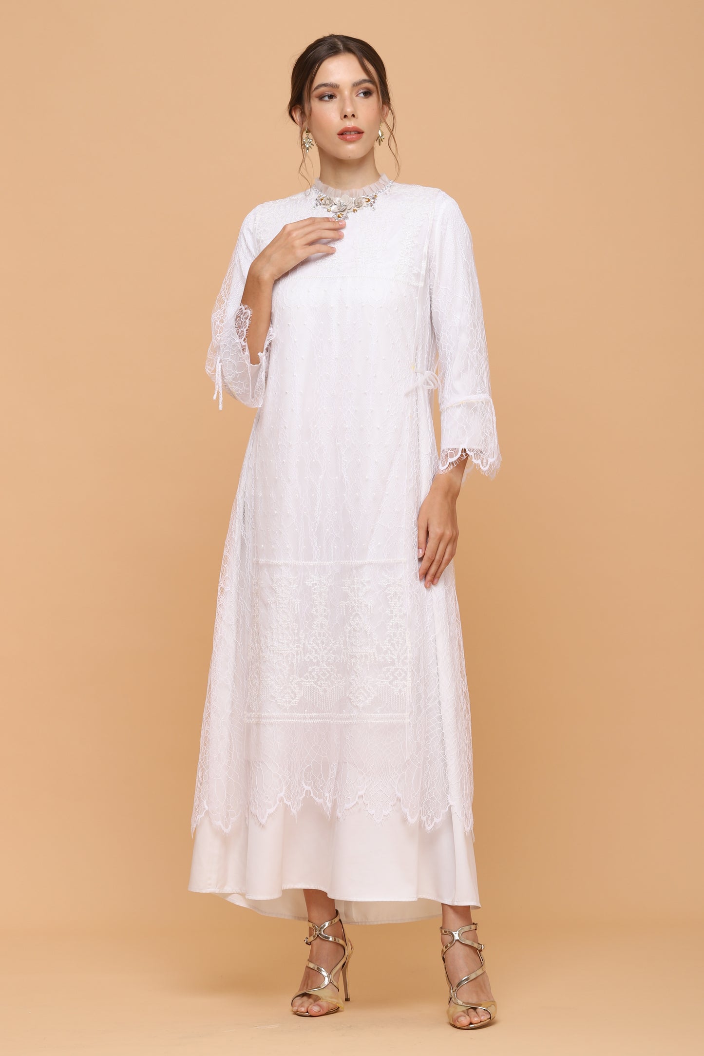 Brave - Soft Ethnic White Lace Kaftan