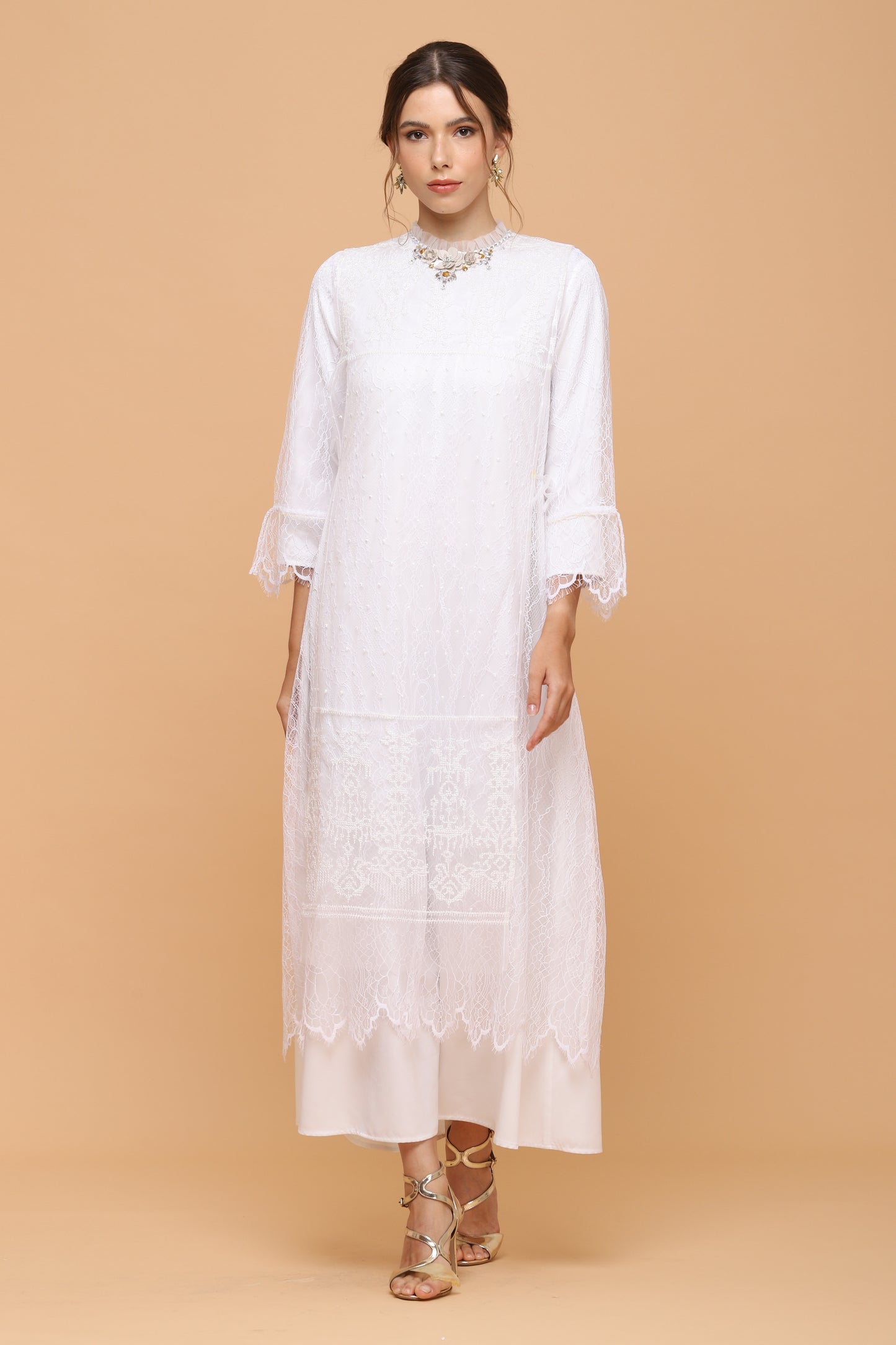 Brave - Soft Ethnic White Lace Kaftan