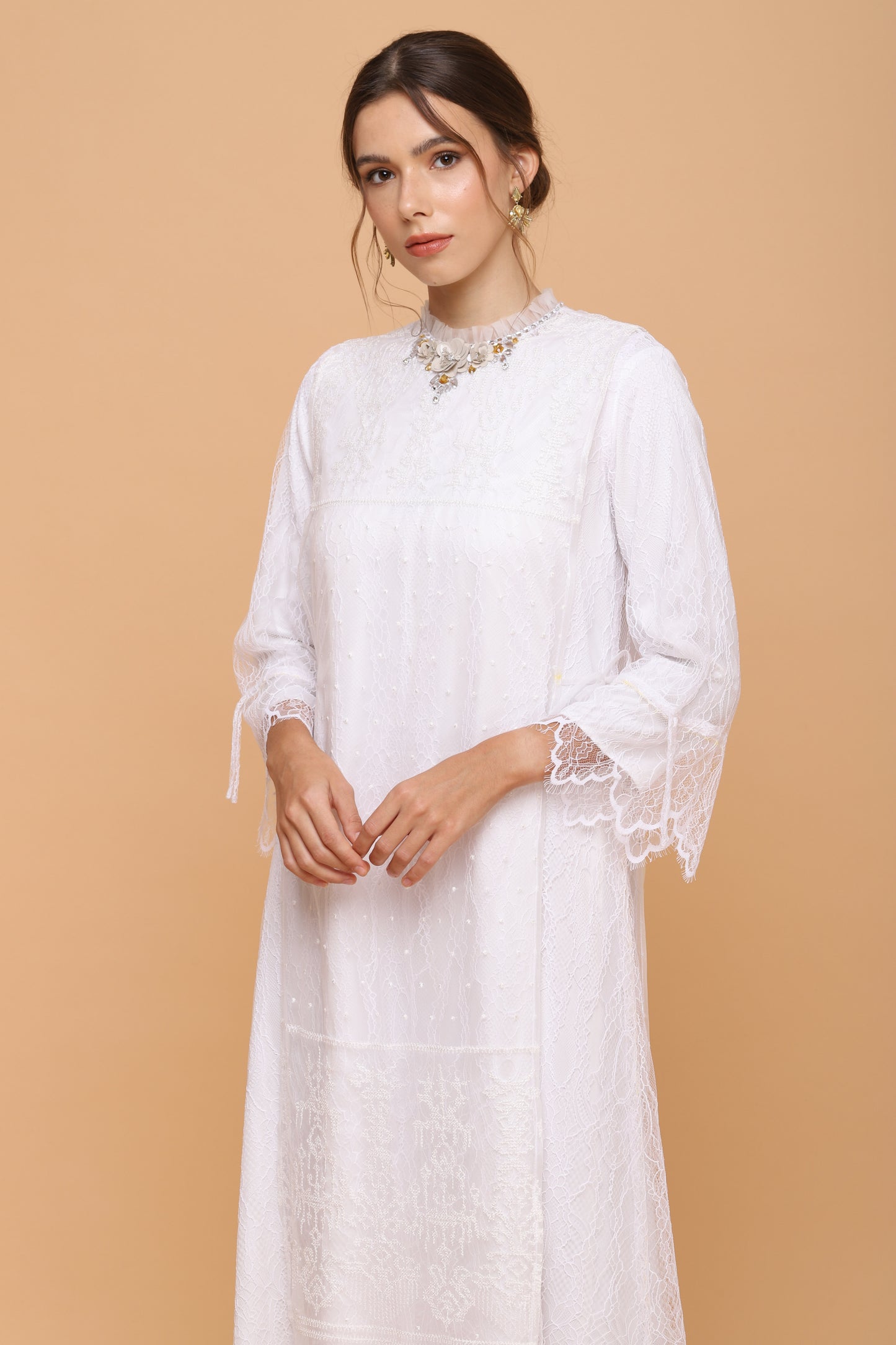 Brave - Soft Ethnic White Lace Kaftan