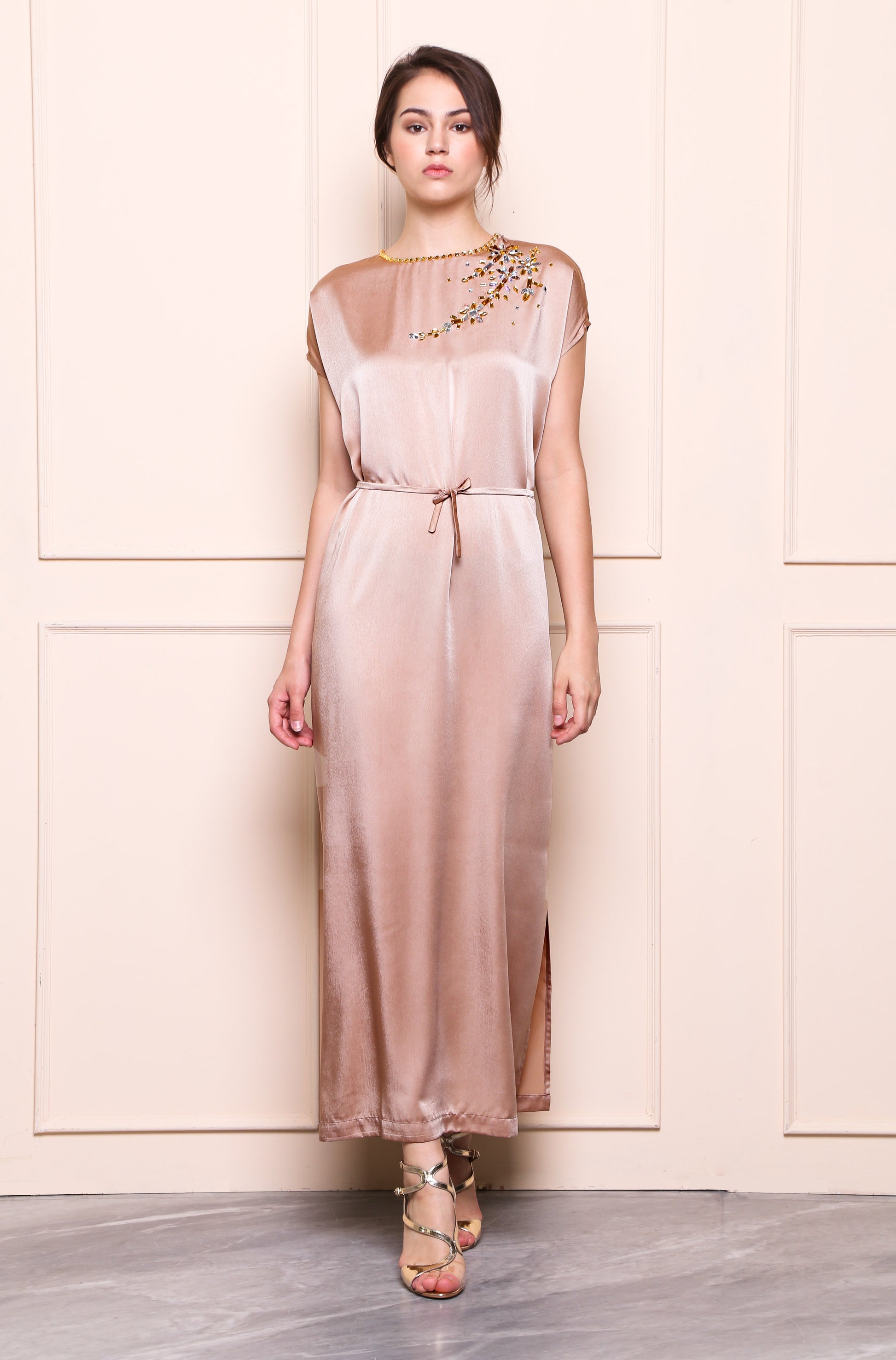 light brown maxi dress Pure